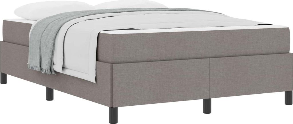 vidaXL Boxspringbett mit Matratze Taupe 140 x 190 cm Stoff