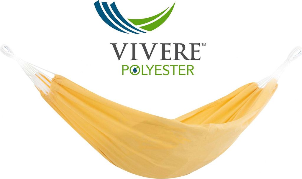 VIVERE Brazilianische Hängematte aus Polyester 370x140 cm – 200 kg Belastung - Yellow