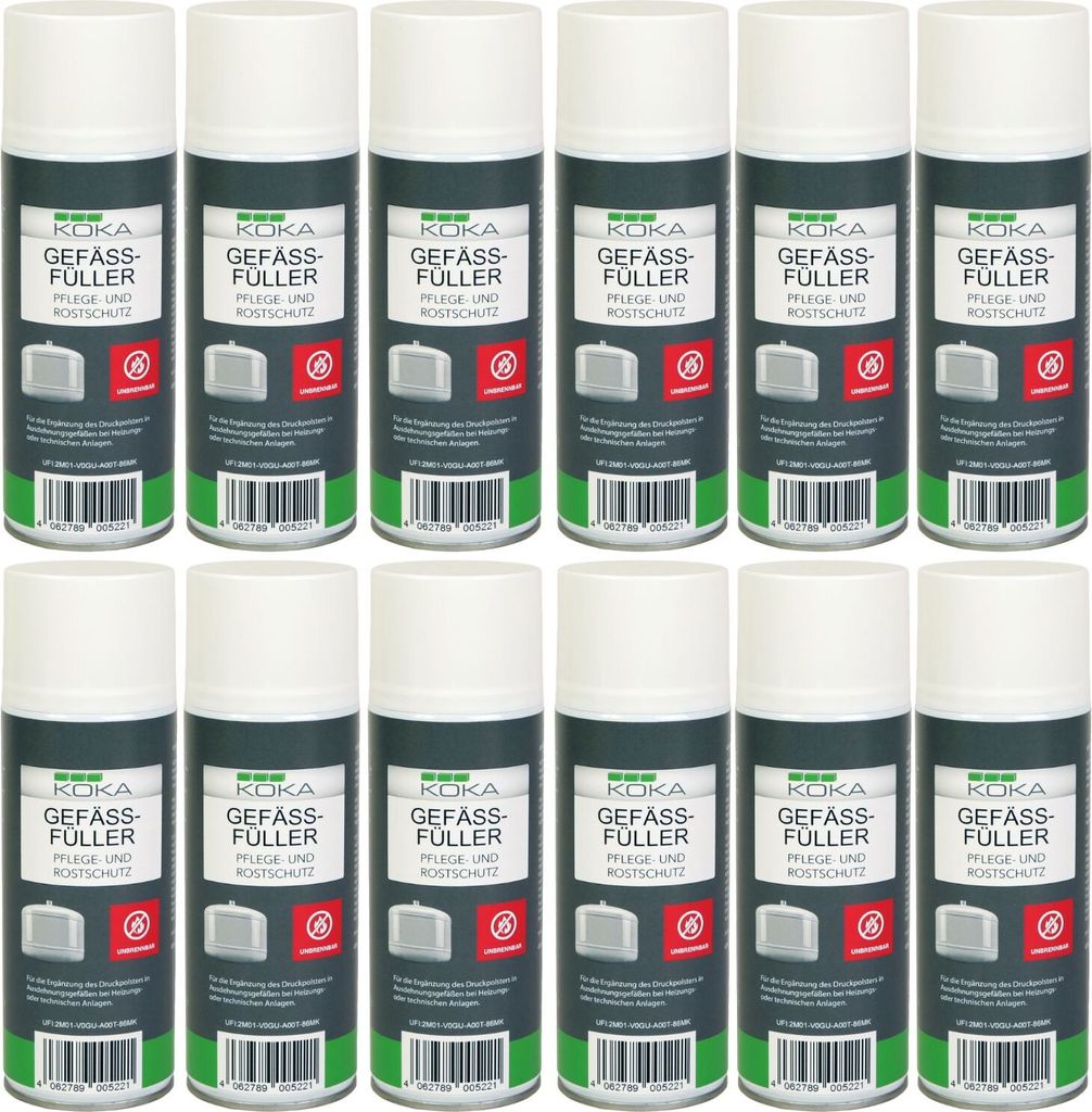A grid of 12 identical spray cans arranged in two rows of six.