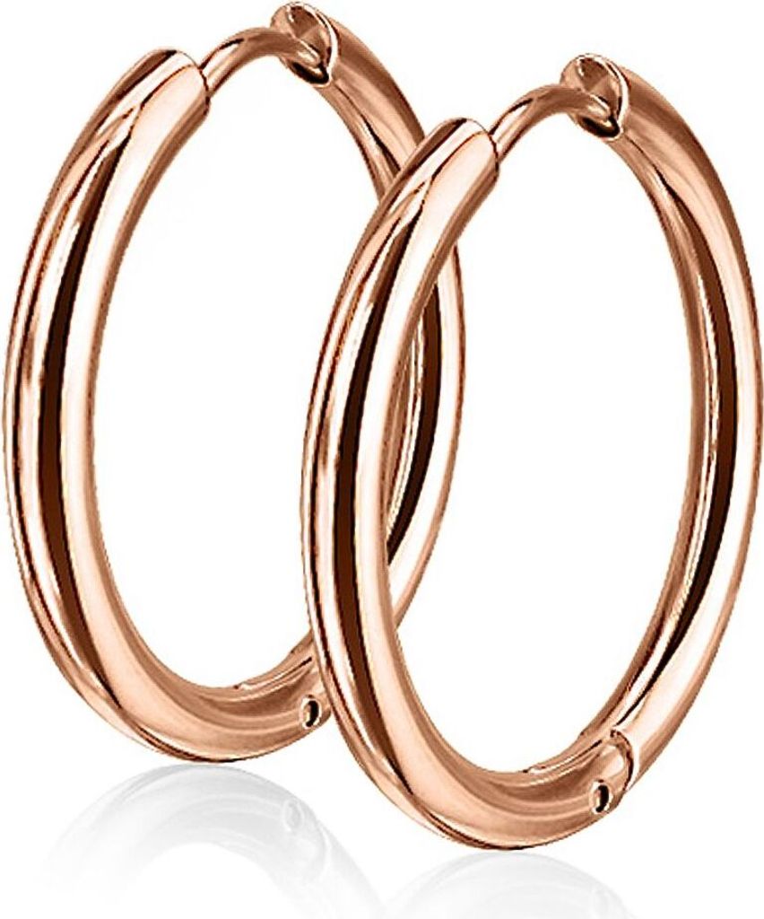 Damen Creolen Kreolen Ohrringe Ohrstecker Edelstahl Autiga rosegold 10 mm
