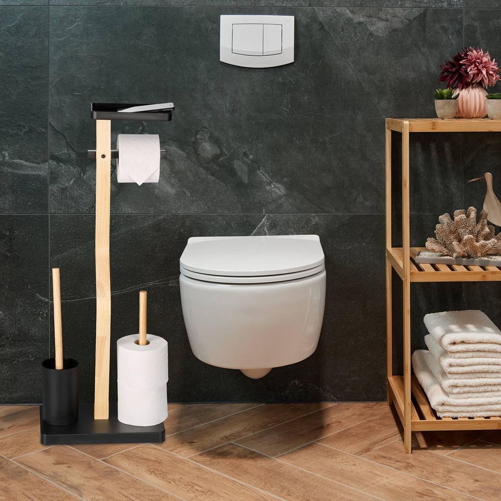 Toilettenpapierhalter und Bürstengarnitur mit Ablage