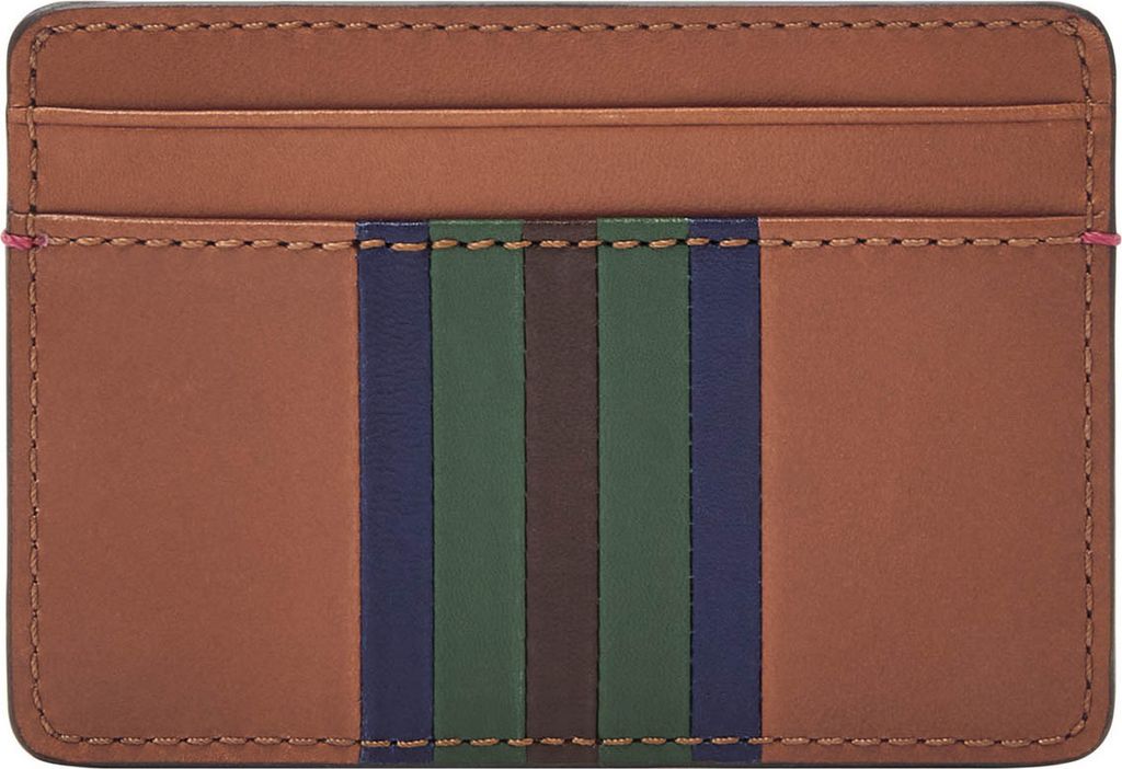 FOSSIL Kartenhalter Bronson Card Case Colorful Stripes braun