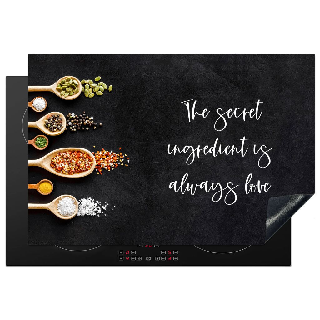 KitchenYeah Herdabdeckplatte Abdeckplatte Induktion - Induktionsschutz - Die geheime Zutat ist immer die Liebe - Sprichwörter - Zitate - Liebe ,...