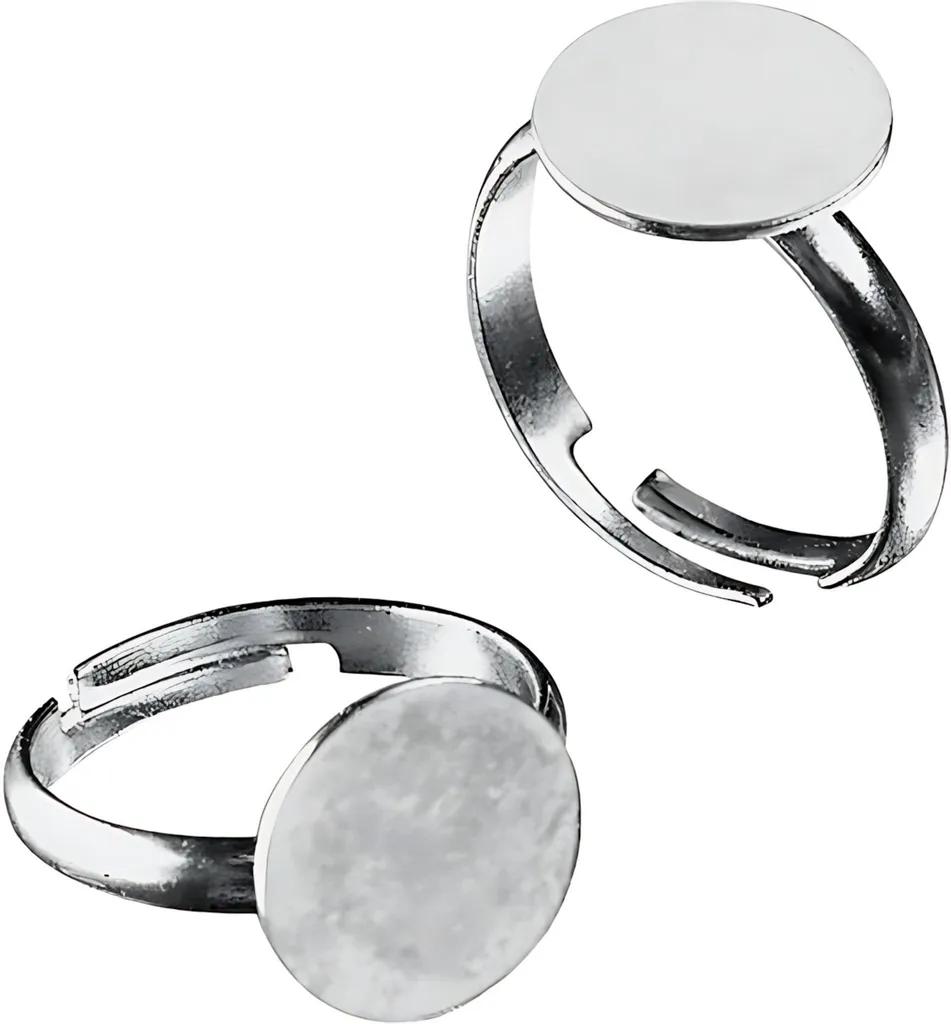 Support de bague à plateau 12mm argenté pour création bijoux DIY