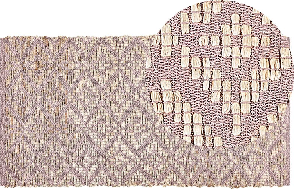 BELIANI Teppich Rechteckiger Rosa und Beige Baumwolle Jute 80 x 150 cm Geometrisches Muster rustikal Boho