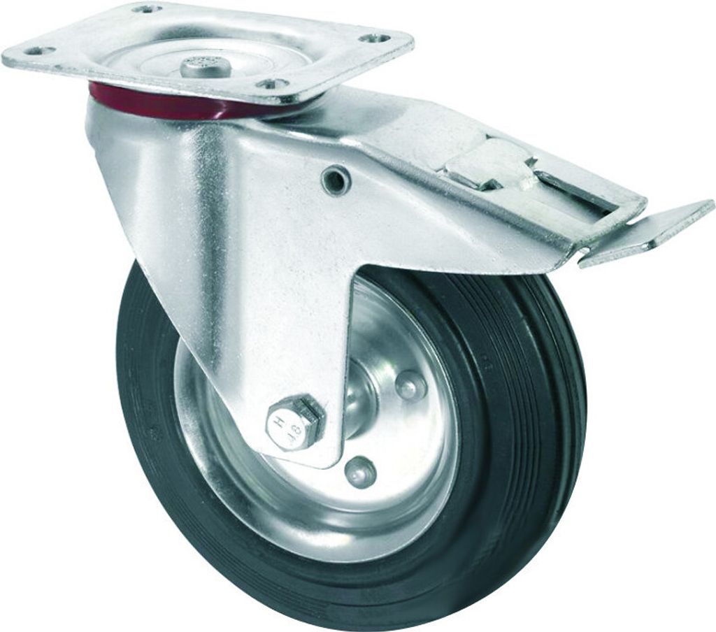 Vollgummi Lenkrolle mit Bremse 125 mm Masterproof 2125 Transportrolle