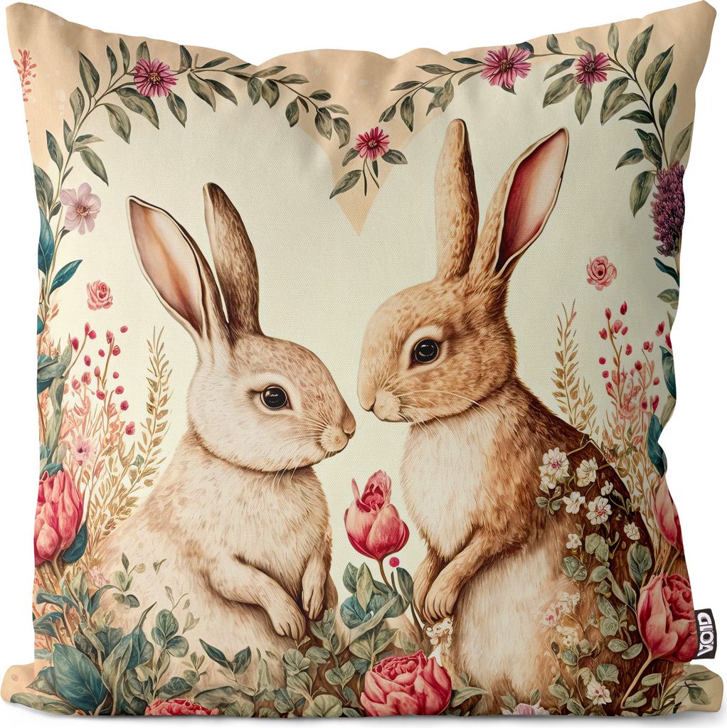 VOID Hasen Pärchen Herz Kissenhülle Polyester Zierkissen Couchkissen Ostern Osterdeko Deko