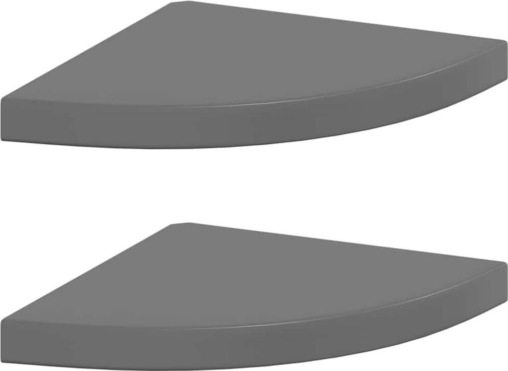 vidaXL Eck-Schweberegale 2 Stk. Hochglanz-Grau 35x35x3,8 cm MDF