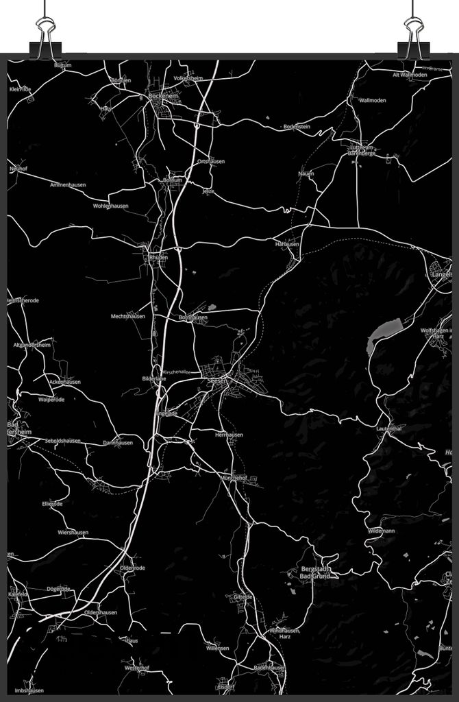 Mr. & Mrs. Panda Bild Seesen DIN A2 - Geschenk, Posterdruck, Stadt Dorf Karte Landkarte Map Stadtplan, Plakat, drucke, wanddeko, Wandbild