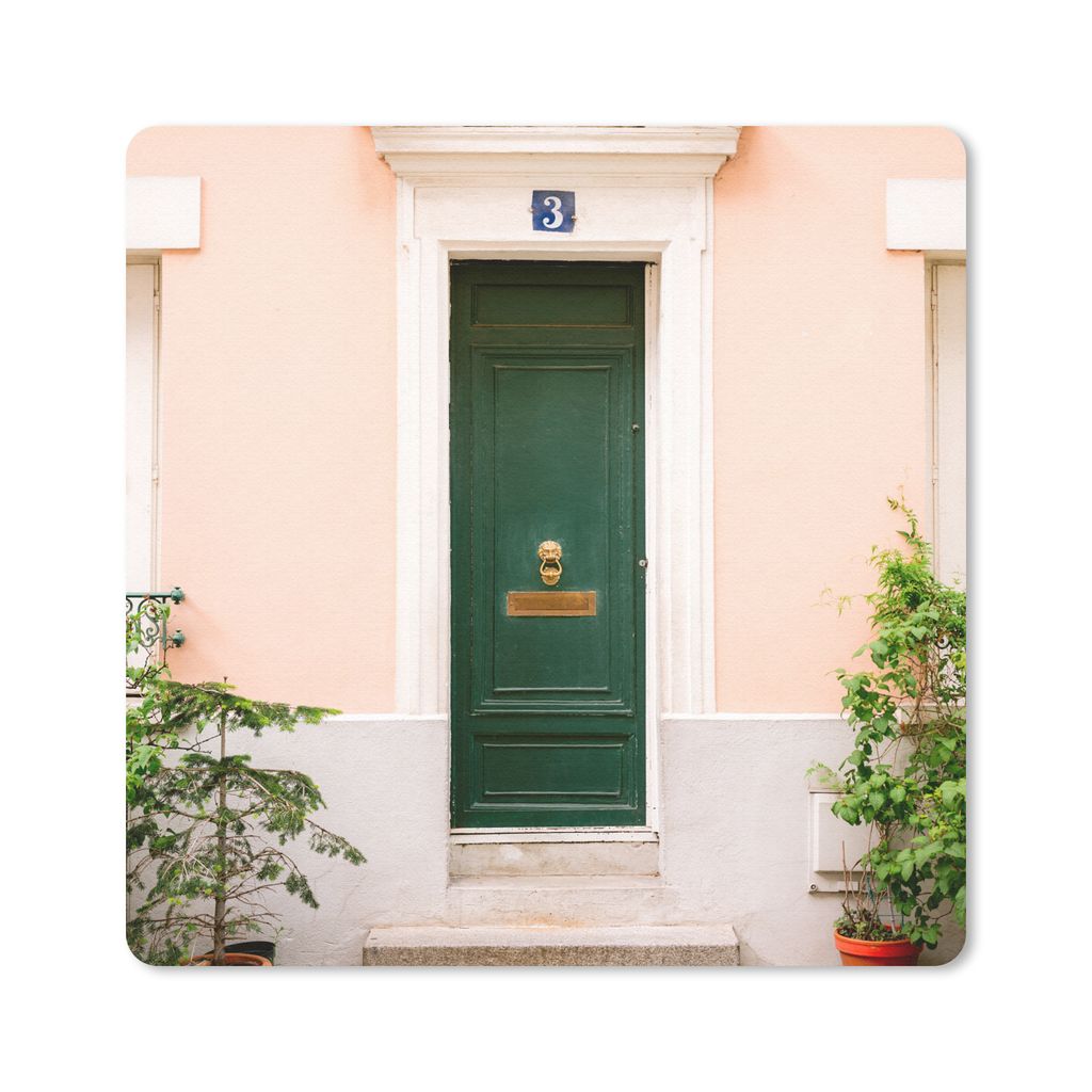 MuchoWow Mauspad Mousepad Paris - Grün - Tür - Pastell - Architektur 30x30 cm - Mousepads - Maus Mat - Pad - Mausunterlage - Gaming