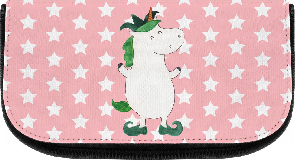 Mr. & Mrs. Panda Necessaire Einhorn Joker - Rot Pastell - Geschenk, Mittelalter, Unicorn, Einhörner, Kulturbeutel, Schminktasche, Kosmetiktasche, ...