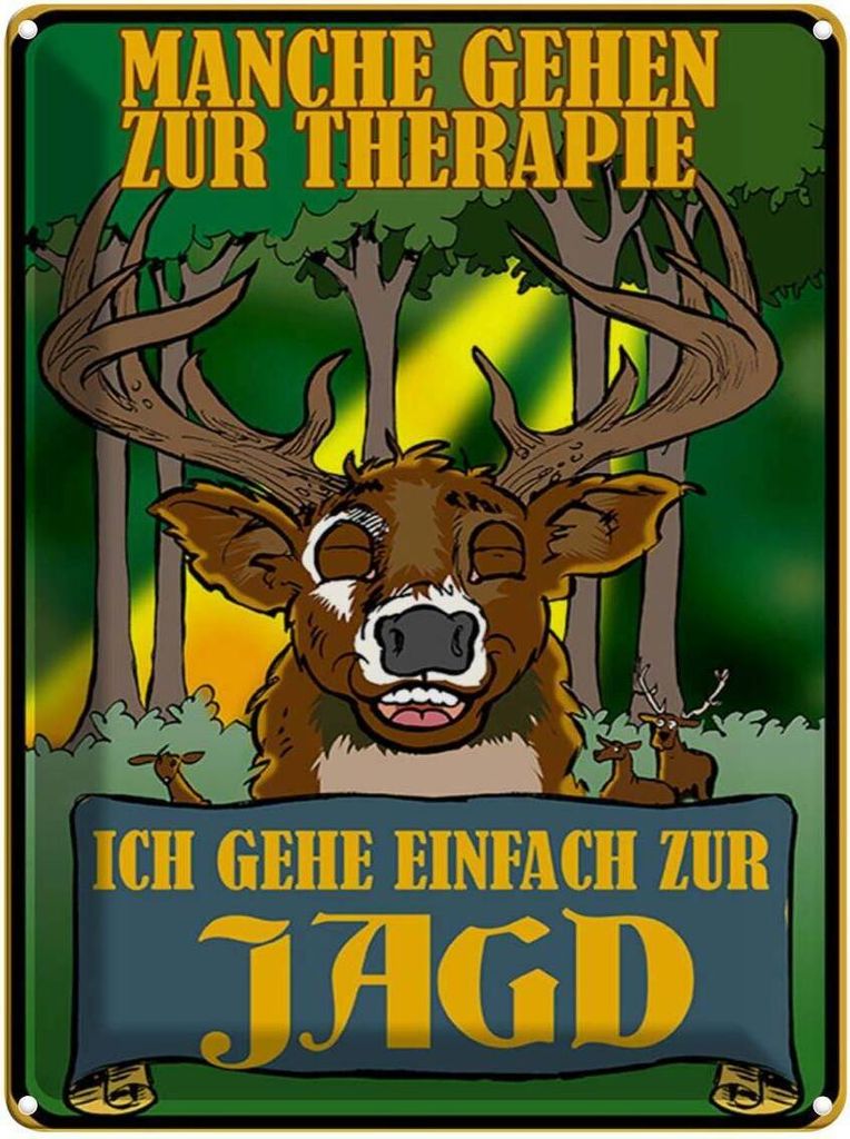 vianmo Blechschild 40x30 cm Jagd ich geh einfach zur Therapie Spruch Zitat