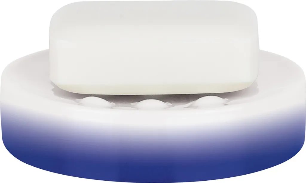Spirella Portasapone Tubo Ceramica Bianco e Blu - Accessori Bagno Eleganti