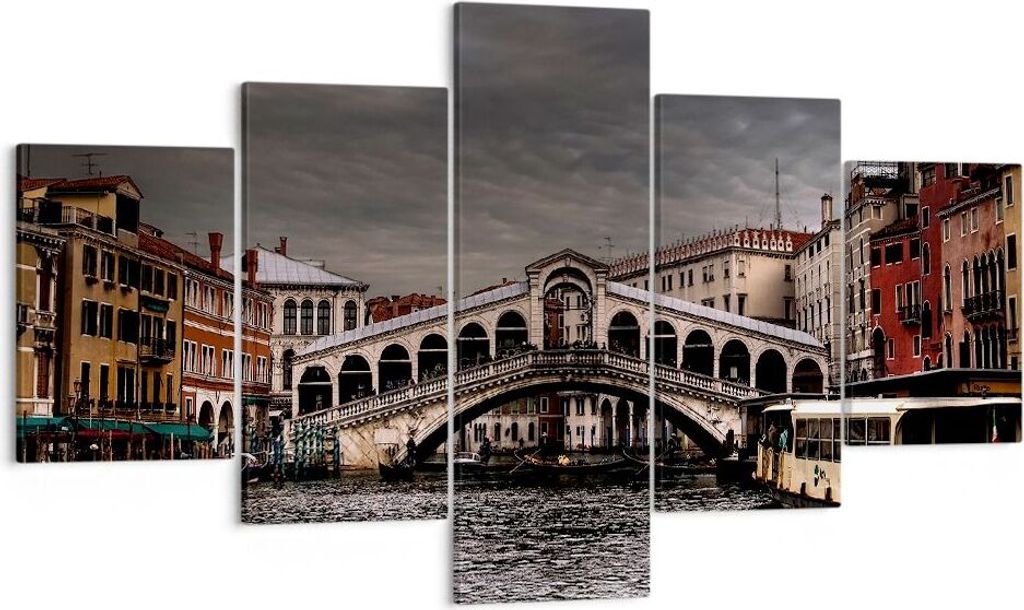 Bild auf Leinwand - Leinwandbild - Venedig Brücke Wasser Stadthäuser - 125x70cm - Wand Bild - Wanddeko - Leinwanddruck - Bilder - Kunstdruck - Le...