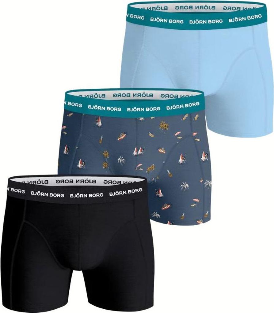 Björn Borg - Herren - Boxershorts Aus Baumwoll-Stretch, 3er-Pack - Blau/Bunt/Schwarz - Gr. S