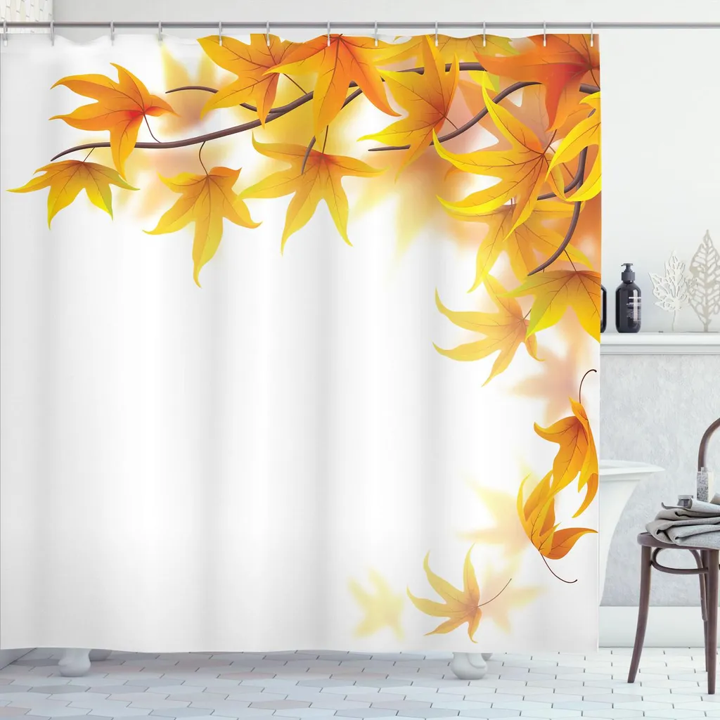 Tenda Bagno 175x240 ABAKUHAUS Foglie Autunno - Extra Lunga Lavabile