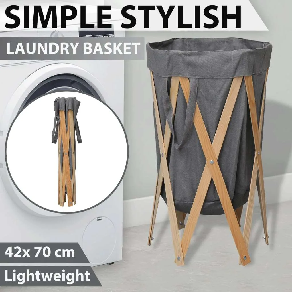 Fini le désordre : Panier à linge pliable Gris en Bois compact et chic - 8