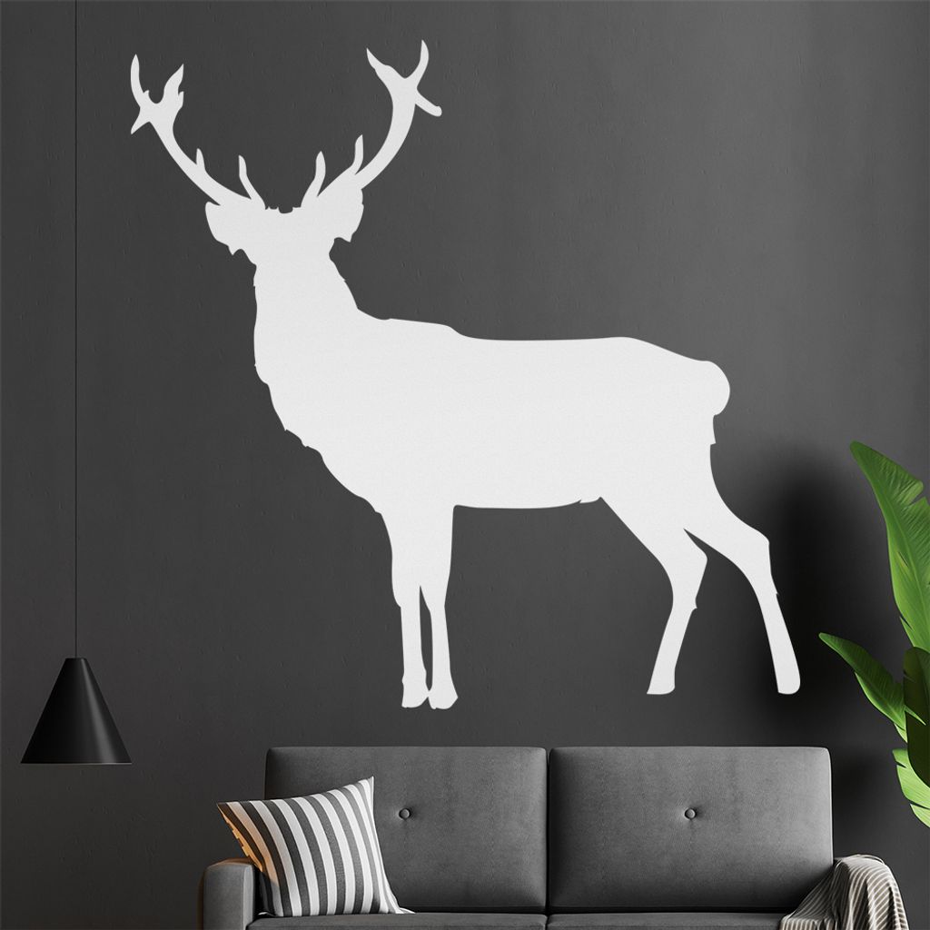 KIWISTAR Hirsch Silhouette - Geweih Rothirsch Reh Elch Wandtattoo in 6 Größen - Wandaufkleber Wall Sticker - Dekoration, Küche, Wohnzimmer, Schl...