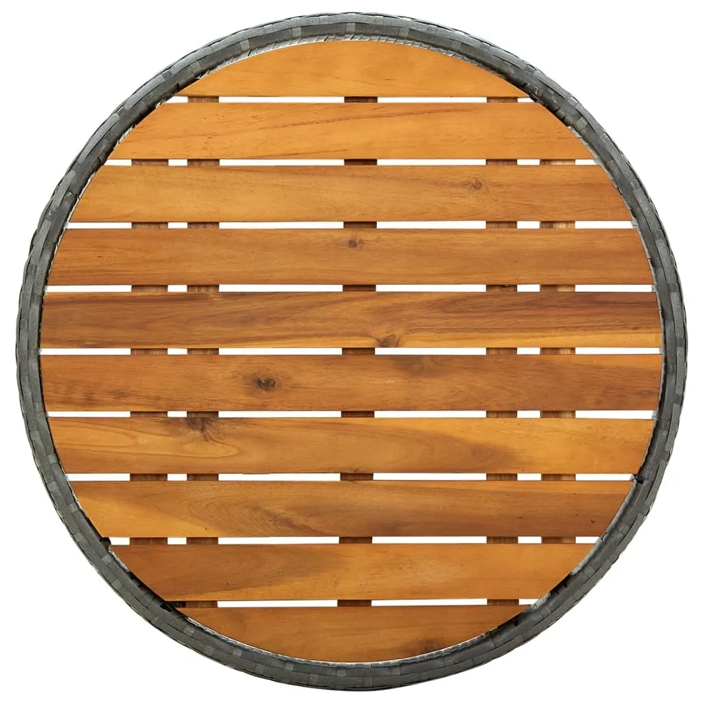 Table d'appoint 60 cm en Bois d'Acacia Durable et Poly Rotin Gris Chic - 3