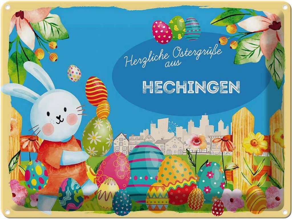 vianmo Blechschild 30x40 cm Ostern Ostergrüße HECHINGEN Gruß