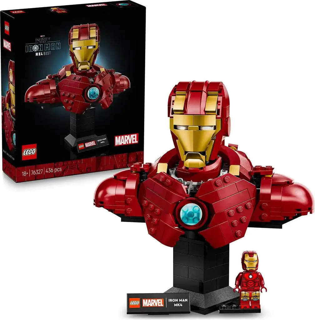 Buste Iron Man MK4 LEGO 76327 Réplique Détallée avec Socle d'Expo