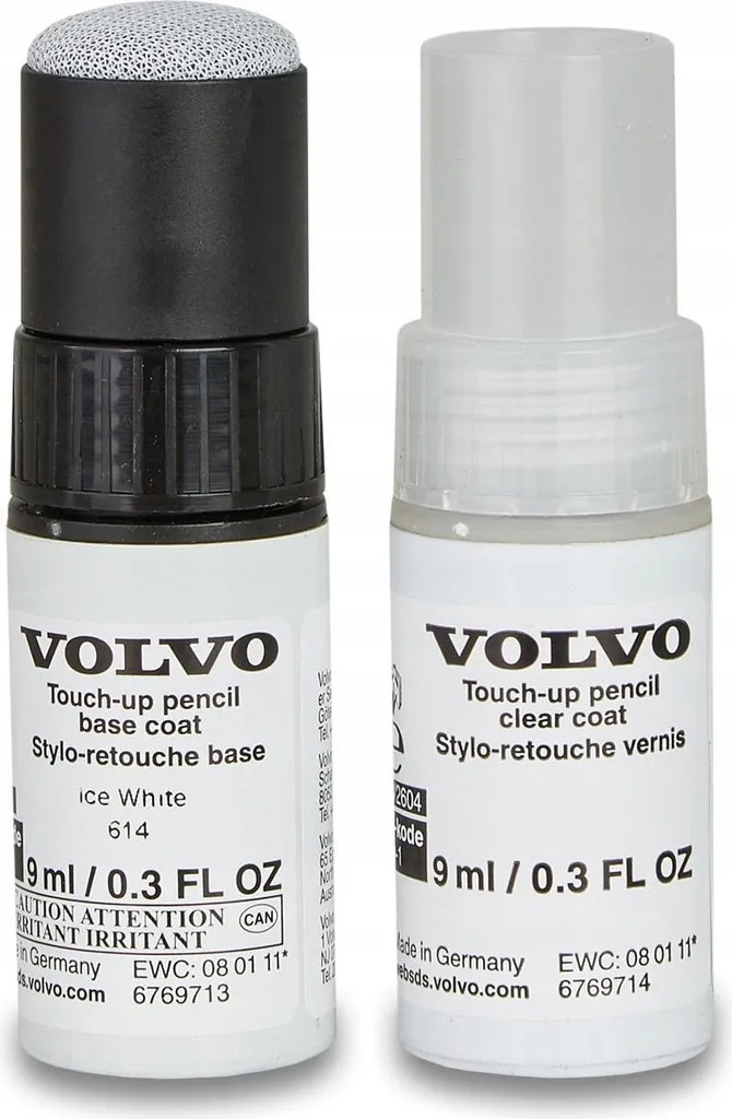 Stylo Retouche Volvo Blanc Glace 614 - Bâton Peinture d'Origine 12ml