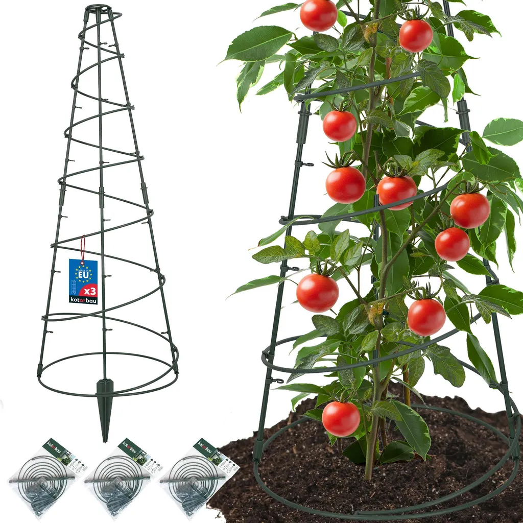 KOTARBAU Lot de 3 Tuteurs Coniques 90cm pour Tomates et Plantes Vertes