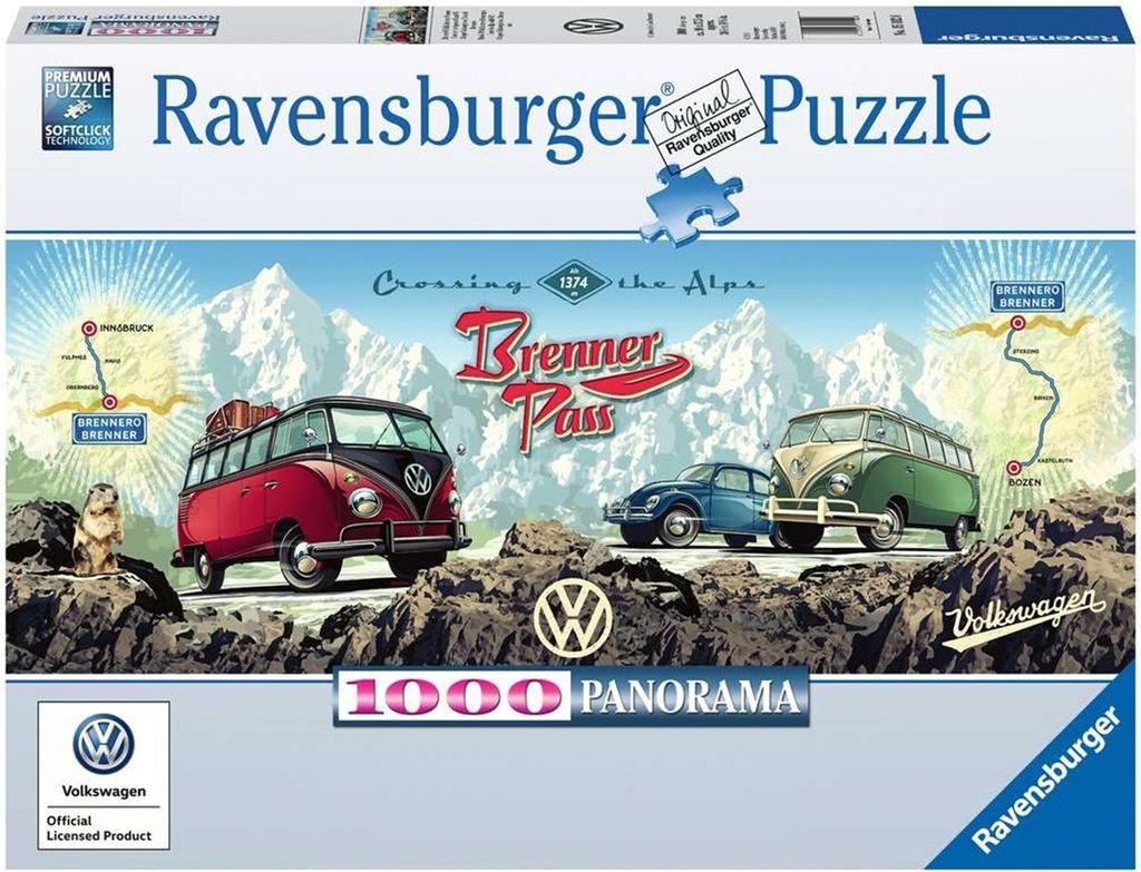 Ravensburger Mit dem VW Bulli über den Brenner, 1000 Produktbild 