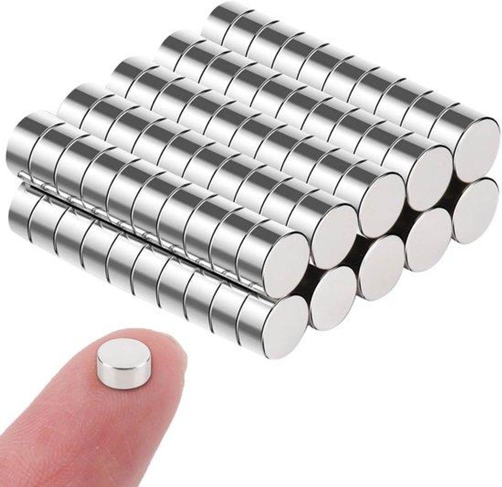 100 Stück kleine sterke runde Neodymium-Magneten, 4mm x 2mm, extra stark, runde Magneten für Magneetbördchen, Whiteboards, Büros, Fotos