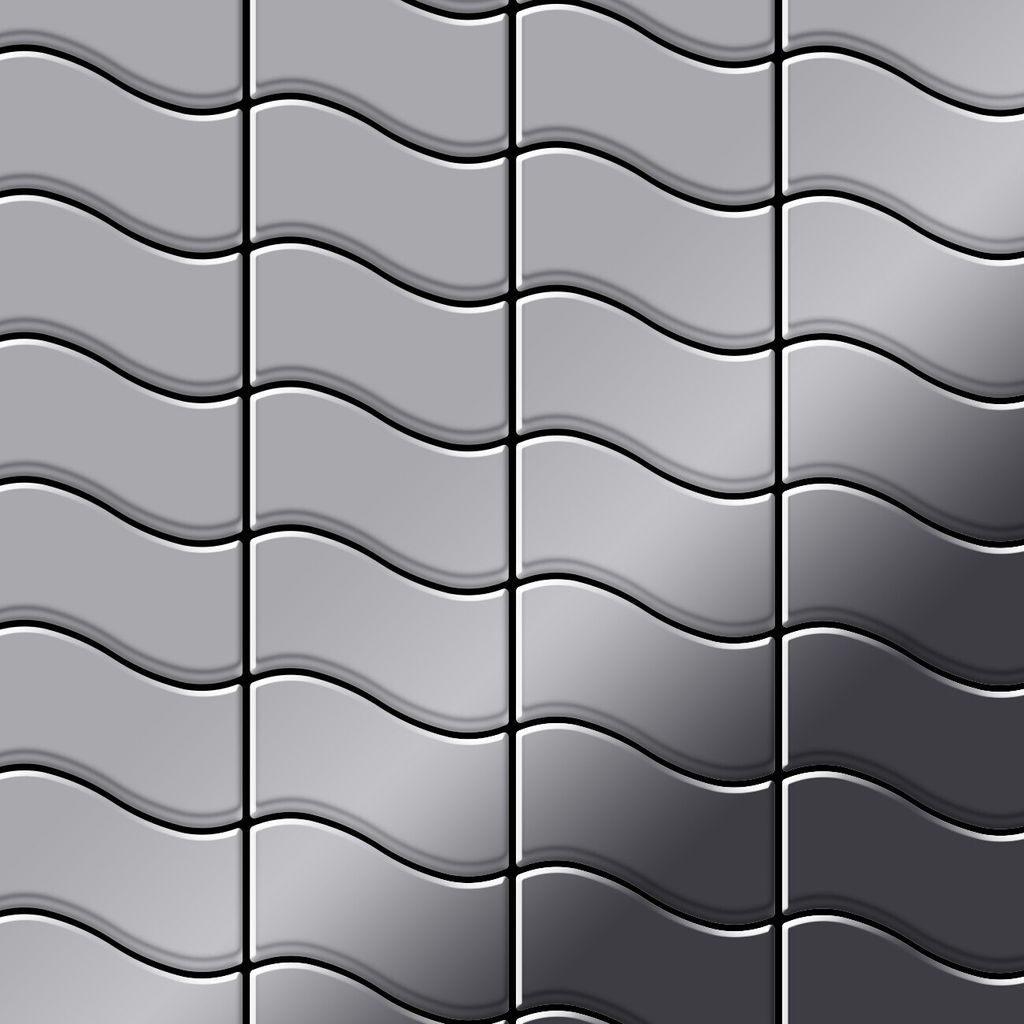 Mosaik Fliese massiv Metall Edelstahl marine hochglanz grau 1,6mm Flux-S-S-MM