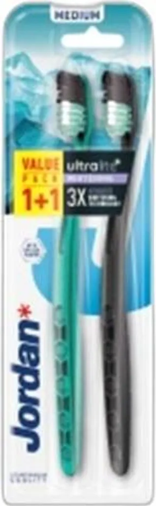 Brosse à Dents Jordan Ultralite Whitening Medium - Idéal Blancheur x2