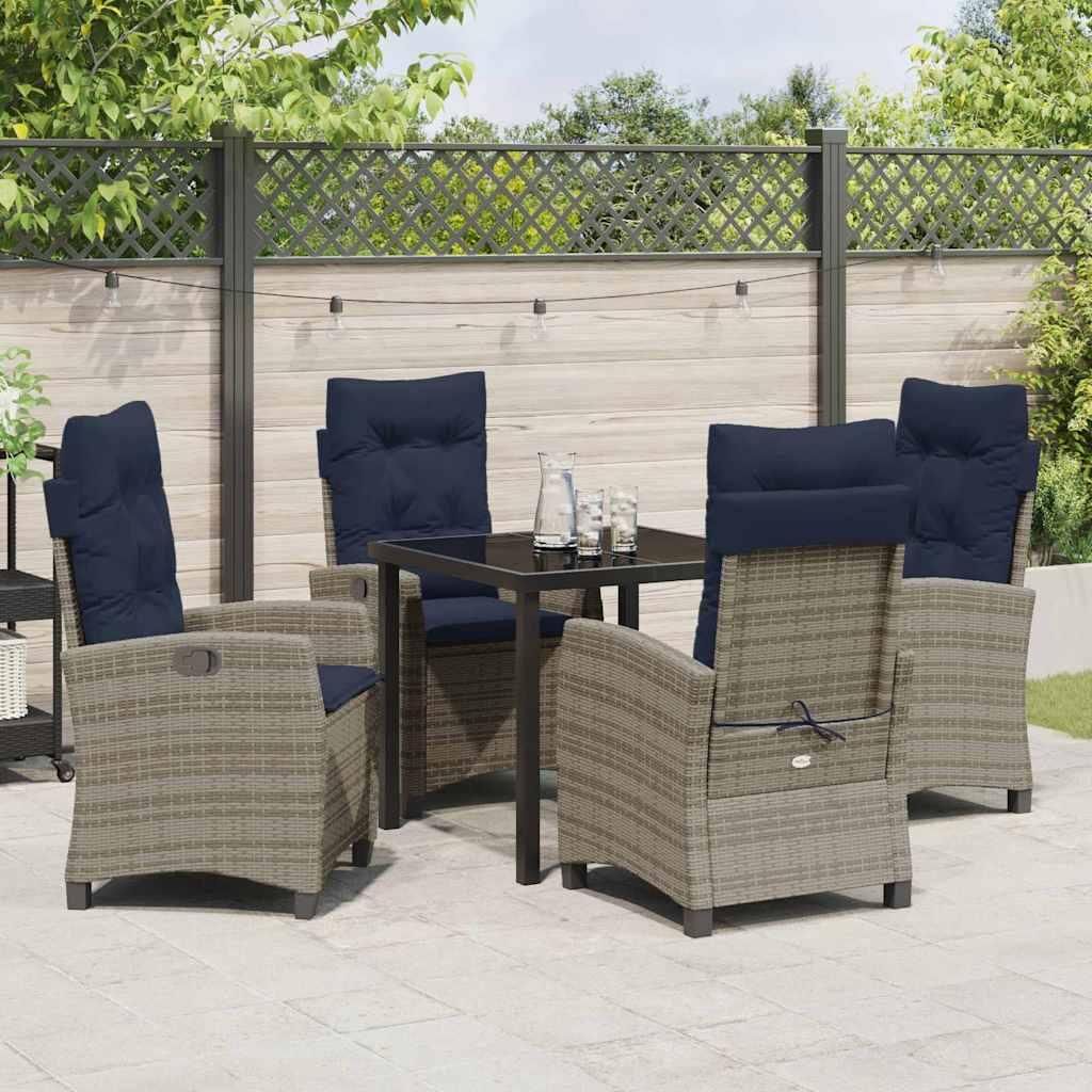 Maison Exclusive - Garten Essgruppe mit Kissen 5 pcs Grau Poly-Rattan