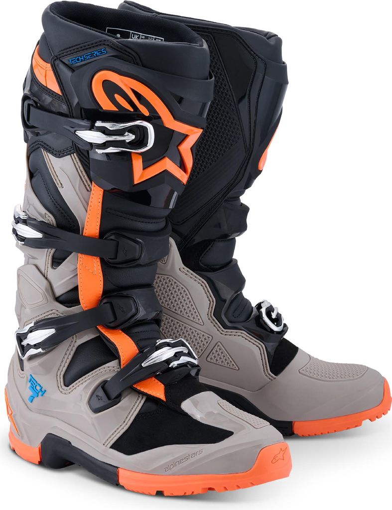 Alpinestars Tech 7 Enduro 2026 Motocross Stiefel, grau/schwarz/orange, 6