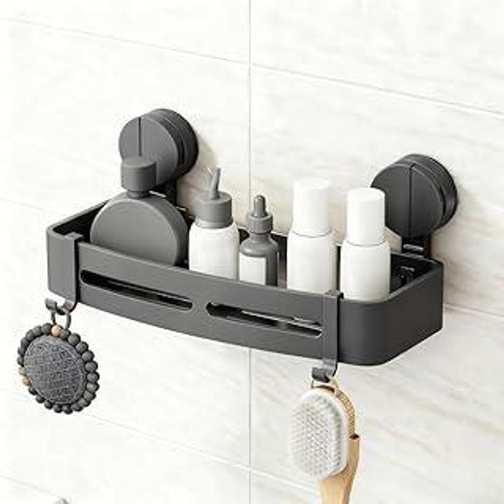 Saugnapf-Duschablage ohne Bohren,Badezimmer Organizer,Schnell trocknende Badregal ohne Bohren mit großer Kapazität,Langlebige Shampoo Halterung f...