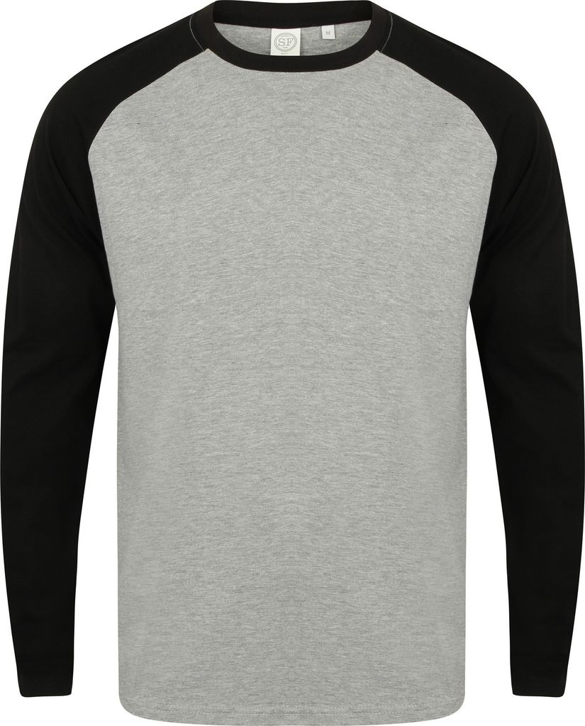 Skinnifit Herren Raglan Baseball T-Shirt, langärmlig RW4742 Produktbild 
