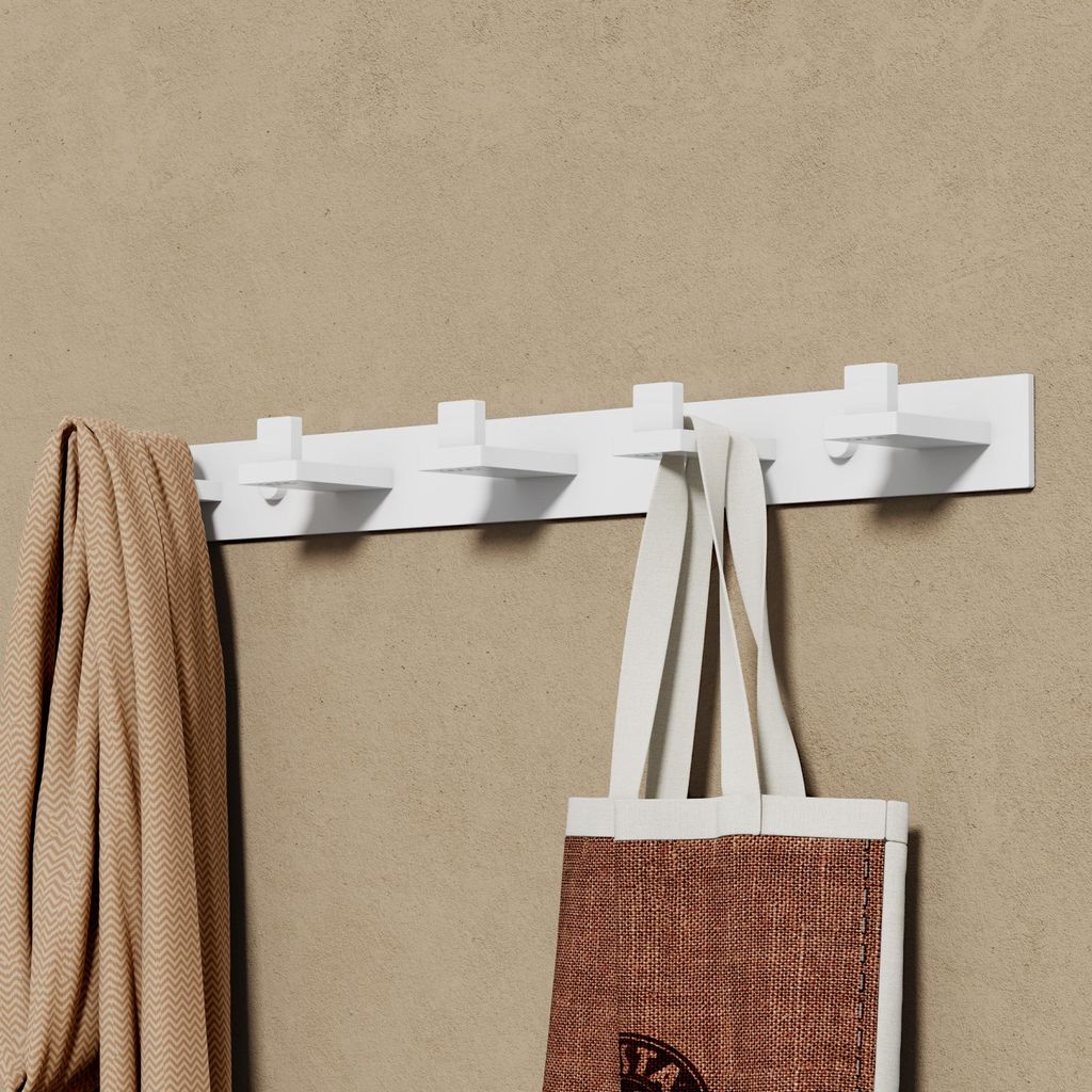 doporro Garderobenhaken Edelstahl, Kleiderhaken Wand mit 5 Haken, selbstklebend & ohne Bohren Matt Weiß für Jacken, Handtücher Stalo-07