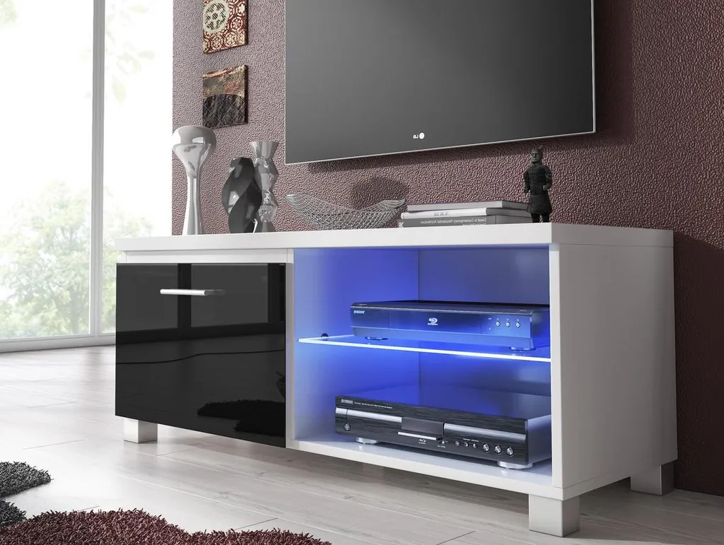 Mobiletto TV 100x40x42cm Bianco e Nero | Soluzione Salvaspazio