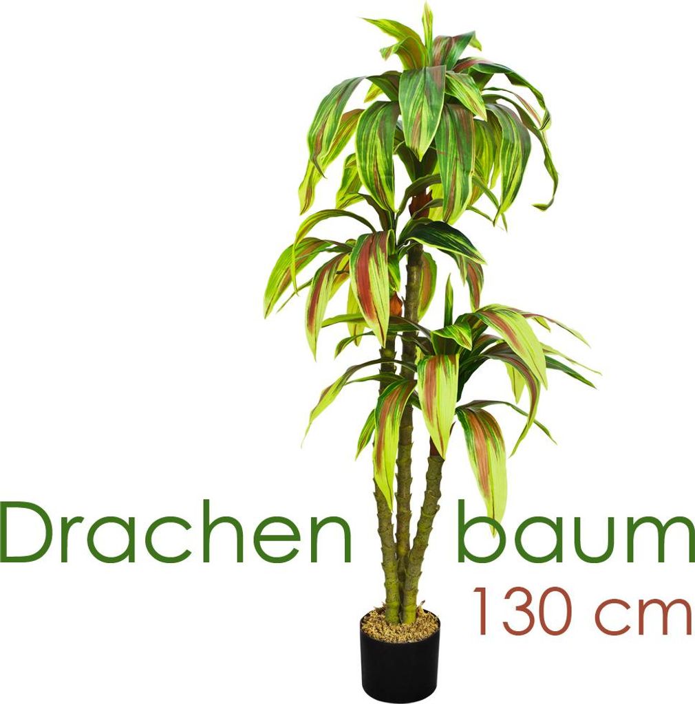 Drachenbaum Künstlich Kunstbaum Kunstpflanze Kunstbaum Künstliche Pflanze Künstlicher Baum Deko Innendekoration 130 cm Decovego