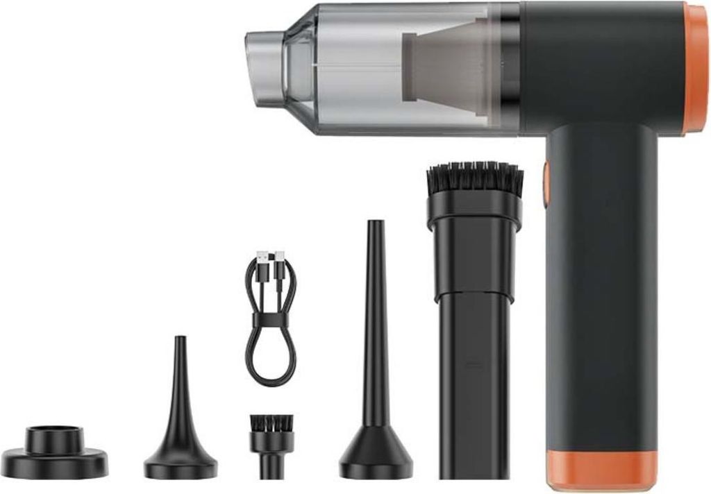 INF Akku Handstaubsauger mit Bürstenlosem Motor - 16000Pa Saugkraft für Auto & Haus Schwarz+Orange