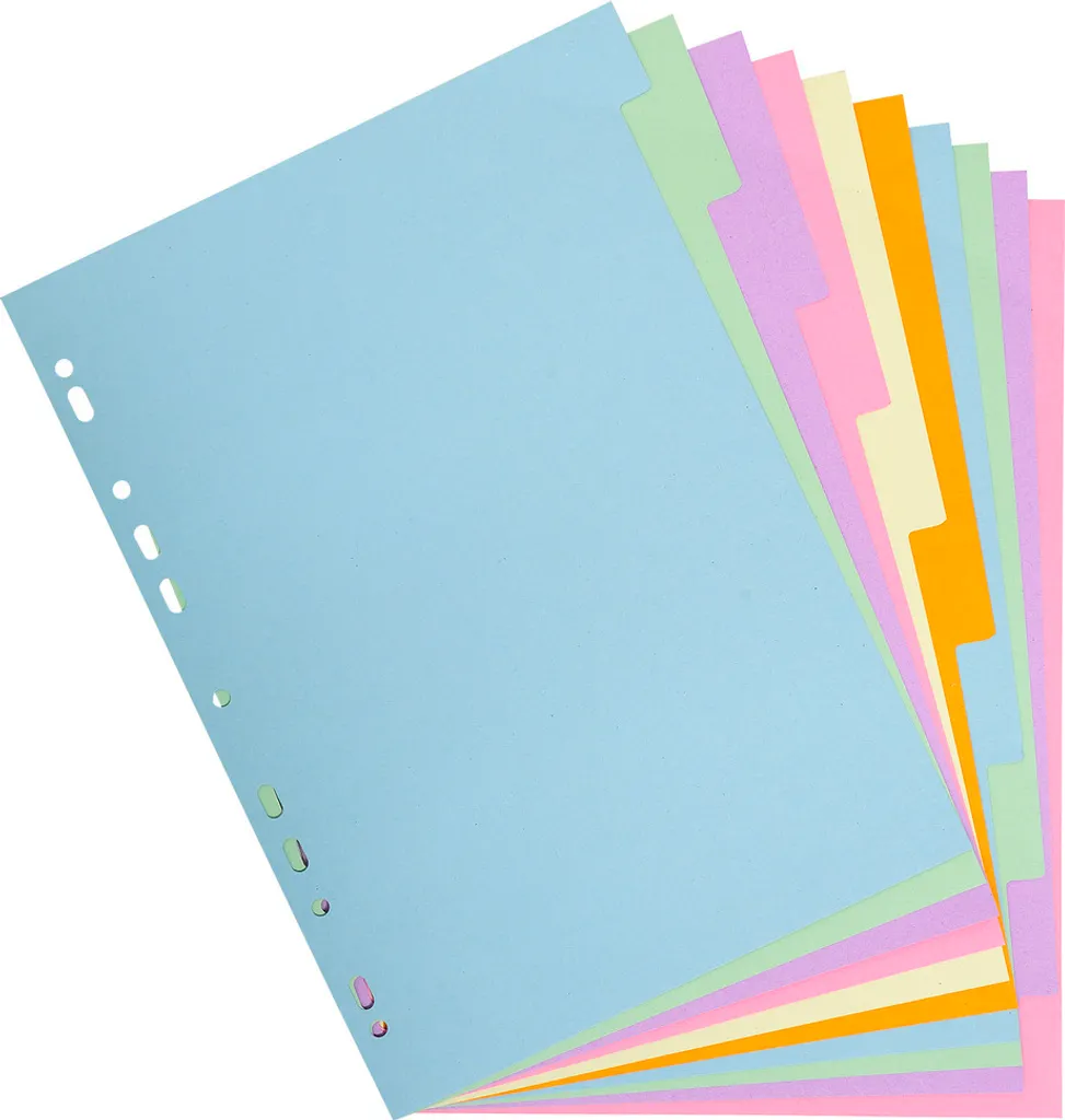 Intercalaires Exacompta robustes 10 pos A4 carte 170g pastel 1610E - 2
