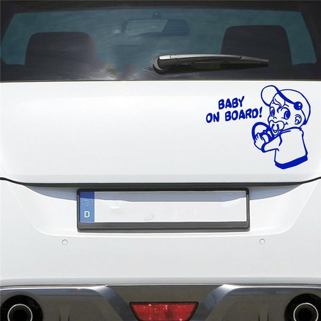 Auto Aufkleber Baby AN Bord Board Tour Junge 19x15 cm Dunkelblau Sticker Heckscheibenaufkleber