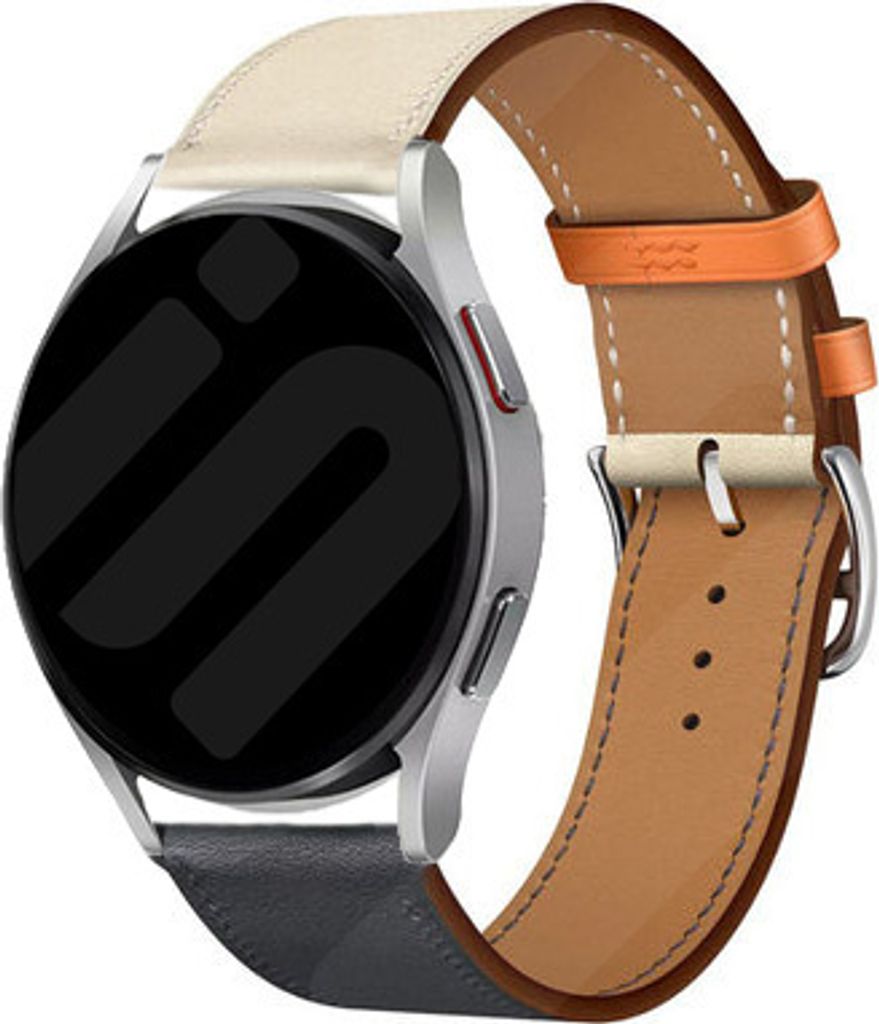 Strap-it Samsung Galaxy Watch 6 Classic 43mm Leder Armband (Weiß/Dunkelblau)
