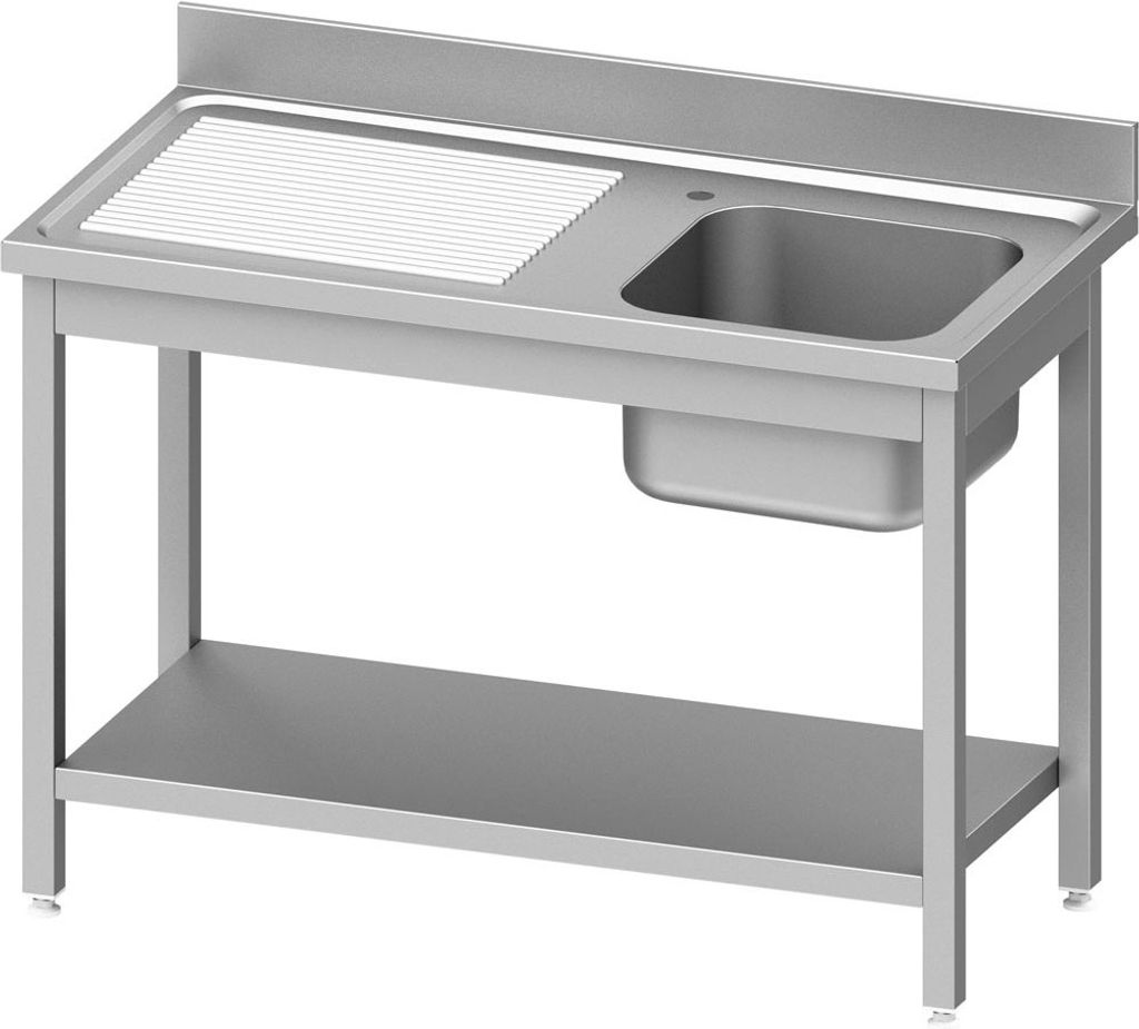Spültisch ECO mit Grundboden 1400x600x850 mm, mit einem Becken rechts, mit Aufkantung, Selbstmontage