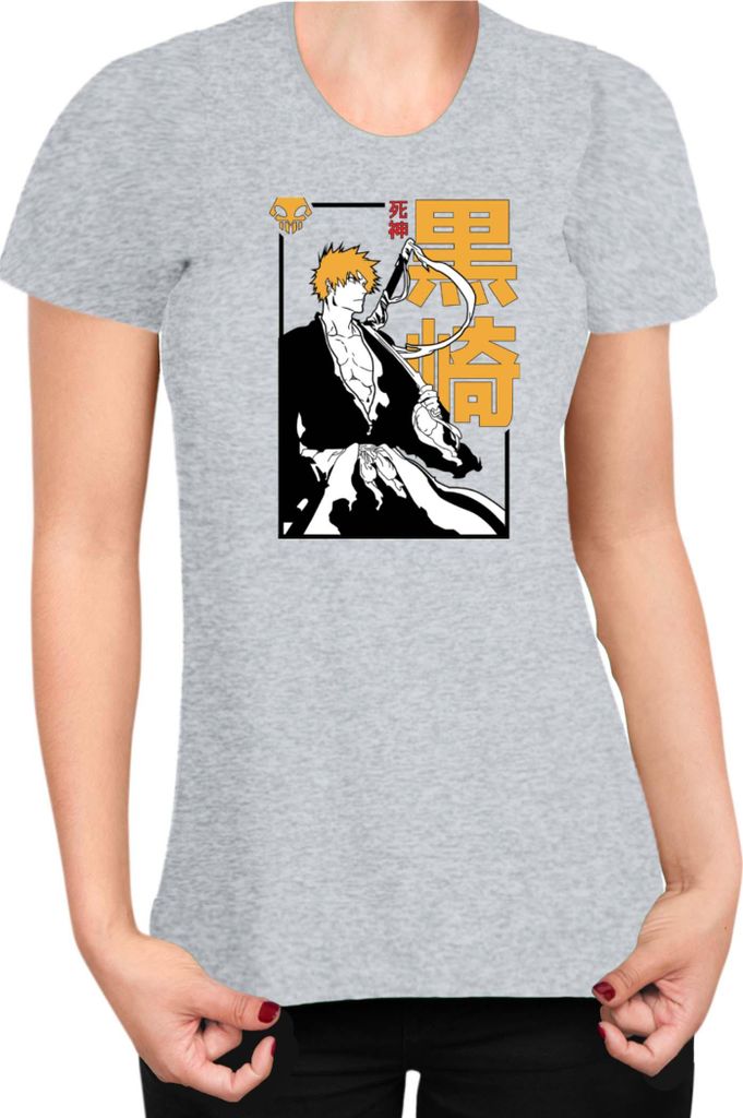 Damen T-Shirt Manga Japan Anime Comics Animation Bleach 005, Lady XS / Grau