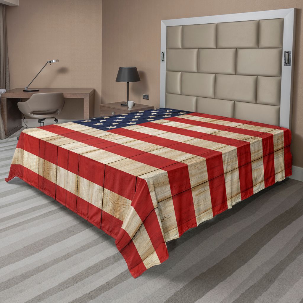 ABAKUHAUS USA Bettlaken, Vierte Juli Unabhängigkeitstag schädigender Bretterzaun, Freiheits Symbol schaut, weiches bequemes oberes Bettlaken für...
