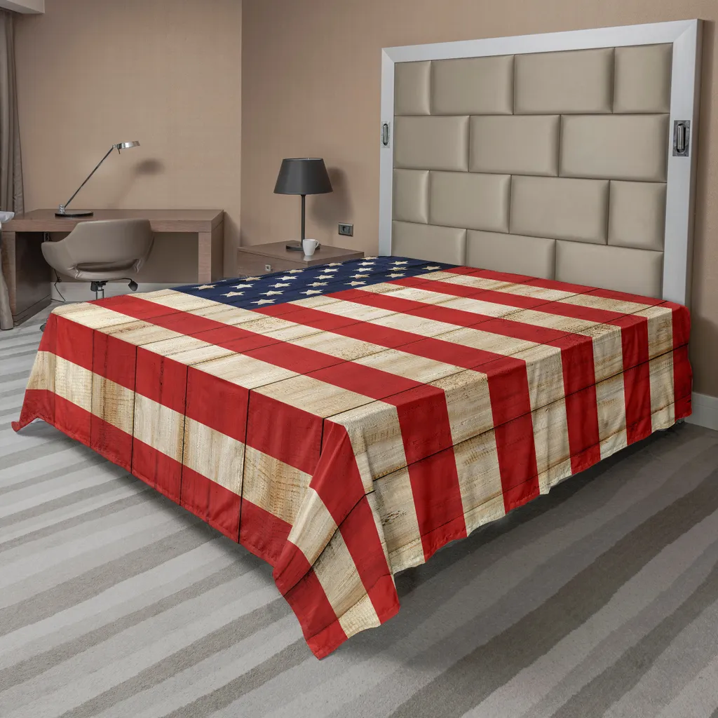 Drap de Dessus Doux Motif Clôture en Bois Américaine 244 x 205 cm