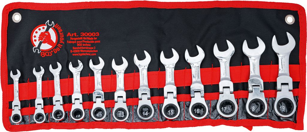 KRAFTMANN 30003 Sada ráčnových klíčů, extra krátká, 12 ks. Obrázek produktu 