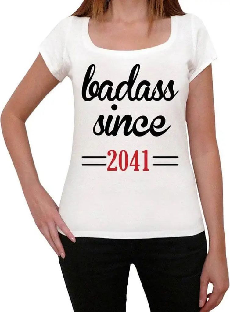 Damen Grafik T-Shirt Knallhart seit 2041 – Badass Since 2041 – Öko-Verantwortlich Vintage Jahrgang Kurzarm Lustige Druck Geburtstag Geschenk Frau