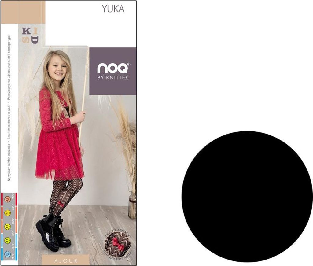 Durchbrochene Kinderstrumpfhose mit Schleife Nero 128-134