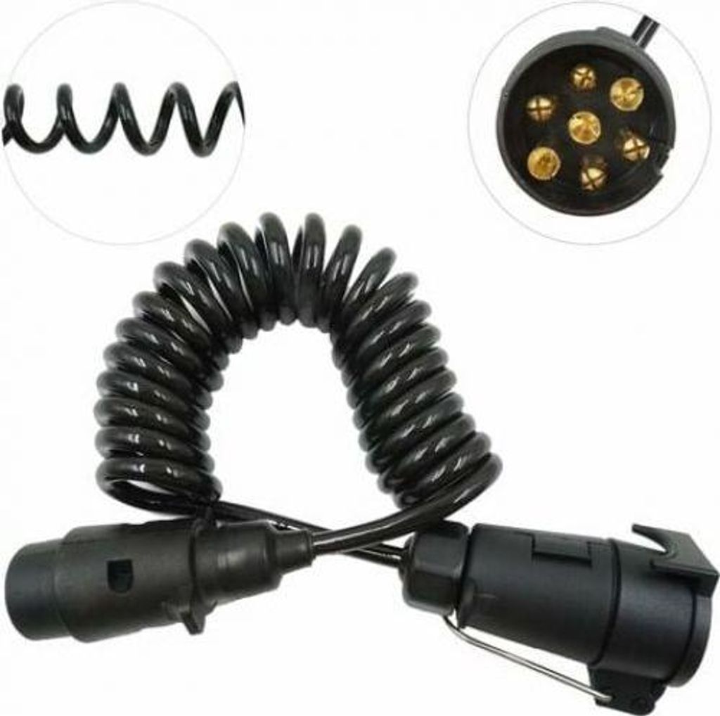 Anhänger-Verlängerungskabel, 7-polig, 2 m, Spiral-Verlängerungskabel, Verlängerungsanhänger-Steckdose, Federkabel, Stecker, Verdrahtungsbuchse...